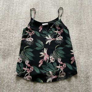 Aritzia Babaton Everly V-Neck Flowy Camisole Blouse Top XXS Floral